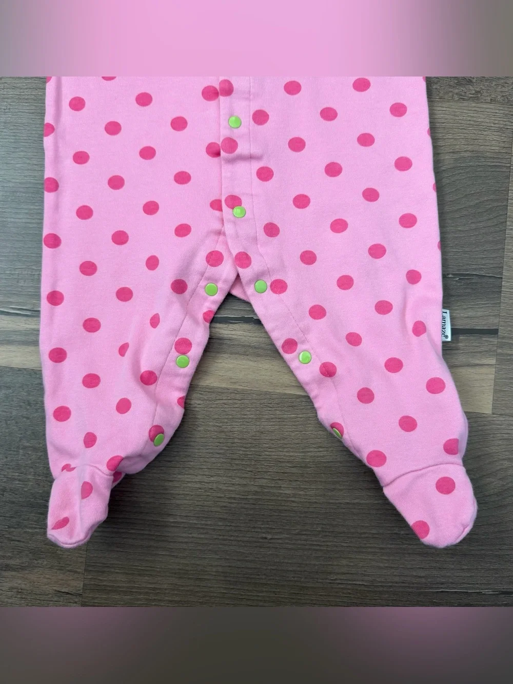 Y2K Lamaze Pink Polka Dot & Carter's Green Polka Dot Footie Bundle Size 3-6m